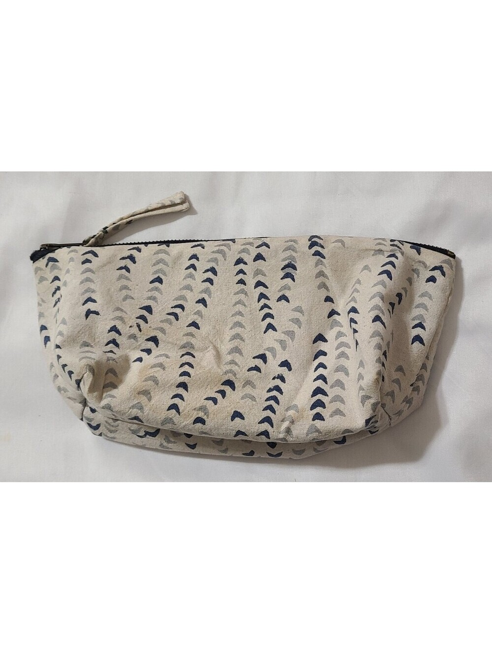 Rustic Loom Ikat Style Arrow Handmade Zipper Pouch Sz 10"x5" Chevron Cotton Bag